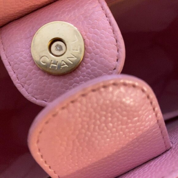 Authentic CHANEL CC Caviar Quilted Petite Shopping Tote PST Pink Leather Purse - Picture 10 of 12